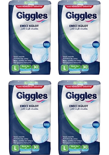 Giggles Külotlu Yetişkin Hasta Bezi Büyük Boy L Beden 30 Lu X 4 Adet