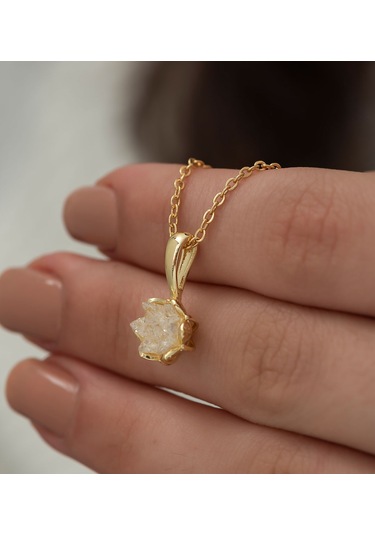 Altın Kaplama Beyaz Zirkon Taşlı Lotus Çiçeği Kadın Kolye Çok Renkli