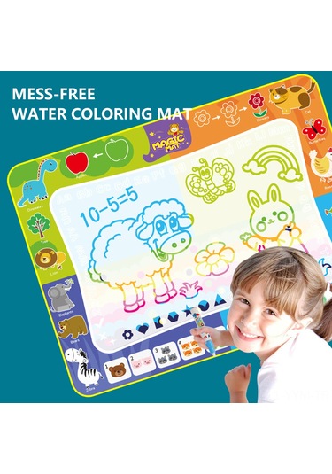 Geeksen 120x90cm Büyük Boy Çocuk Su Tablosu - Temiz Su İle Çizim, Yeniden Kullanılabilir, Eğitici Oyuncak, Tam Set C 47"x35" Çok Renkli