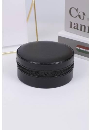 Chavin Siyah Deri Seyahat Yüzük Küpe Kolye Takı Kutusu St1-68sy