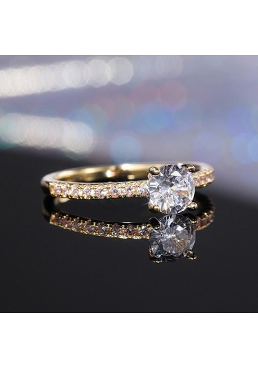 Altın 1 Adet Erkek Işıltılı Ve Göz Kamaştırıcı Zirkonya Nişan Veya Alyans Onun İçin 9 Altın