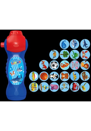 Dolıty Çocuklar Hayvan Desen Meşale Projektör El Feneri Yatma Mavi