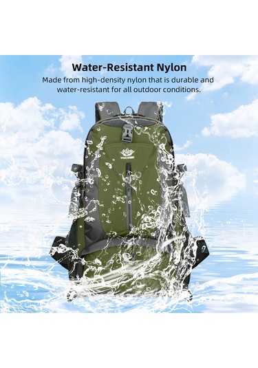 Tenfowee 50l Su Geçirmez Dağcı Çanta, Çok Bölmeli Outdoor Sırt Çantası, Yüksek Yoğunluklu Nilon, Hava Geçirgen Arka Sistemi - Yeşil Yeşil