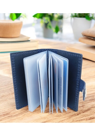 Cronder Hakiki Deri Şeffaf Bölmeli Kartlık Cüzdan