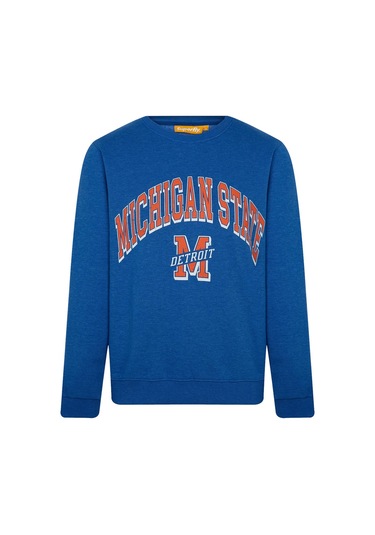 Superfly Michigan State Bisiklet Yaka Erkek Sweatshirt Spf101232313121 Yeşil