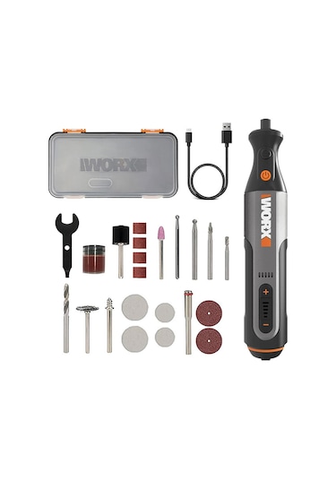 Worx WX106 8 V Kalem Tipi Devir Ayarlı Gravür Makinesi + 21 Parça Aksesuar