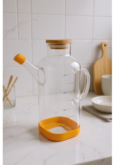 Bambum Petto - Bambu Kapaklı Yağdanlık 800ml Turuncu