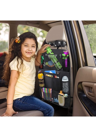 Hangfox Araba Arka Koltuk Organizörü Çift Paket - Büyük Kapasite, Tablet Bölmesi, Kolay Temizlenir, Çocuk Eğlencesi Ve Depolama Çok Renkli