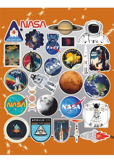 Nasa Seri 2 Temalı Sticker Seti Laptop Ajanda Pc Tablet Telefon Defter Etiket Bullet Journal Diğer