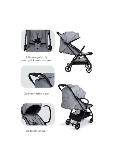 Kanz Xflop Autofold Kabin Boy Bebek Arabası Ultimate Grey