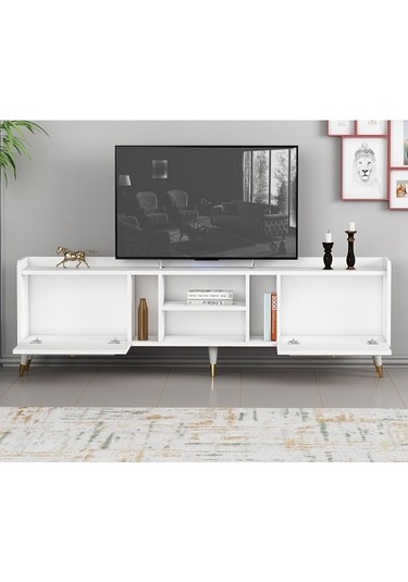 Tv Sehpası Raks Beyaz Gold 180 Cm