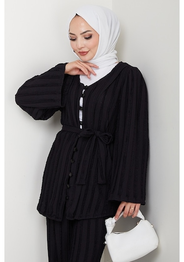 İlgen Fırfırlı İkili Takım 1610 - Siyah Siyah