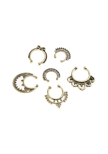 Suntek 21 Parça Kristal Sahte Septum Clicker Burun Antik-bronz Açık Mor