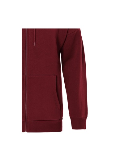 Unisex Fermuarlı Kapüşonlu Oversize Sweatshirt - Bordo Bordo