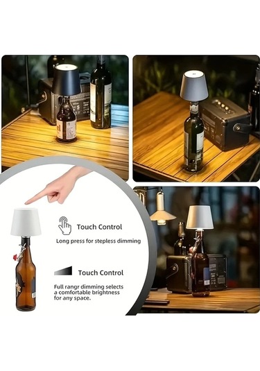 Honeybeeshop Beyaz 1200mah Sarj Edilebilir Led Sarap Sisesi Fis Isigi Bar Yemek Masasi Lambasi Dokunmatik Uc Renkli Yatak Odasi Tasi Beyaz