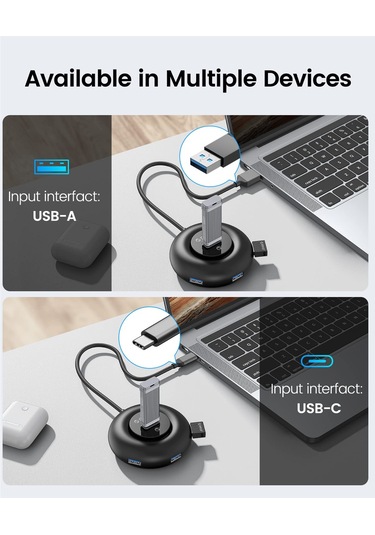 Orıco Uzatılmış 180 Cm Kablolu Usb C Hub, 4 Usb 3.0 Veri
