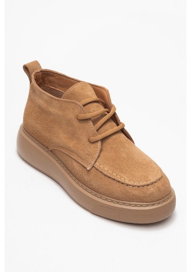 Lılya Toprak Süet Hakiki Deri Kadın Chukka Bot Toprak