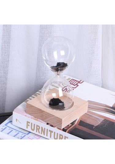 Konesam Ahşap Tabanlı Manyetik Cam Kumu Saati - Mıknatıs Etkisiyle Güzel Şekiller Oluşturan Ofis Ve Ev Dekorasyon Aleti