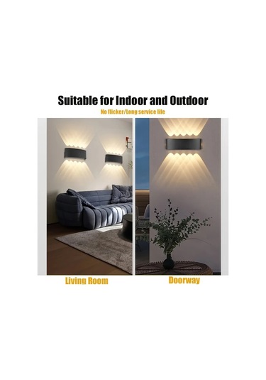 Xuweiwei 2 Adet 10 Led Siyah Dış Duvar Lambası Modern Yarı Gömme Montaj Enerji Verimli Led Ampul Bahçe Duvar Veranda Dekoru Siyah