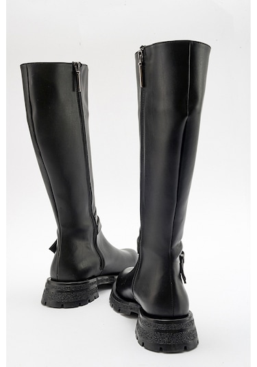 Luvishoes Covela Siyah Cilt Kadın Çizme Siyah