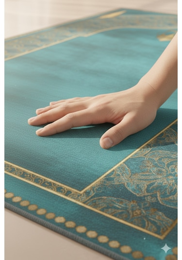 Seccade Diz Ağrıtmayan Yumuşak Halı Seccade Ve Namazlık Turkuaz Turkuaz