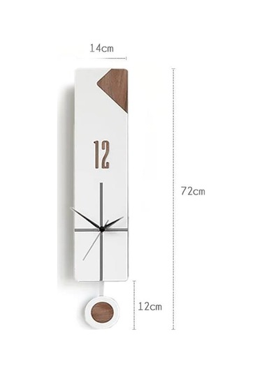 Cajuart Modern Uzun Ahşap Beyaz Düz Çizgili Sarkaçlı Duvar Saati