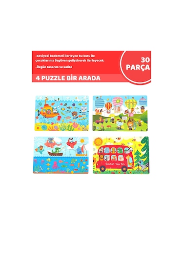 Doerkids Kademeli Taşıtlar Puzzle Eğitici Puzzle 30 Parça 4 In 1