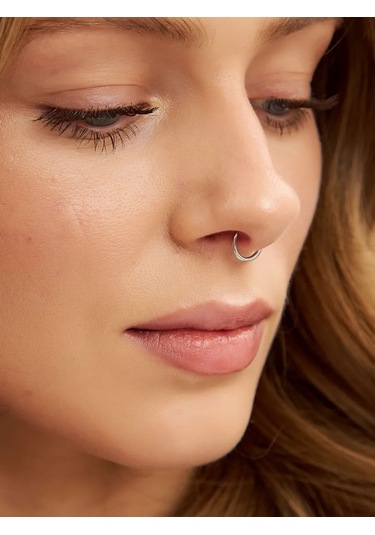 Markiz Burun Septum Piercing Taklidi 925 Ayar Gümüş Sahte 71439313 Gri