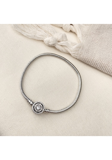 Charm Bileklik Tektaş Model 316 L Paslanmaz Çelik Gümüş