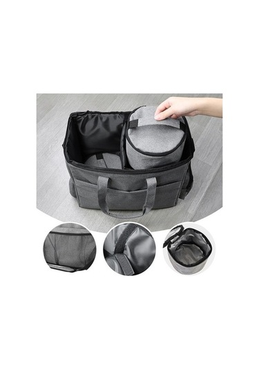 Pazly Skycity Hayvan Çantası - Köpek/kedi Seyahat Seti, 2'li Yemek Kabı + Çok Cepli Gri Gri Gri