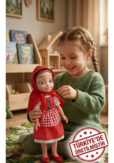 Kırmızı Başlıklı Kız Sesli Masal Anlatan Oyuncak Bebek - 42 Cm