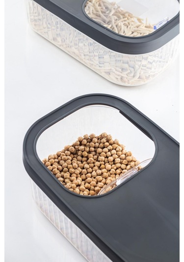 2'li 5 Lt Multibox Kayar Kapaklı Saklama Kabı & Erzak Kabı & Toz Ve Tablet Deterjan Kutusu Siyah