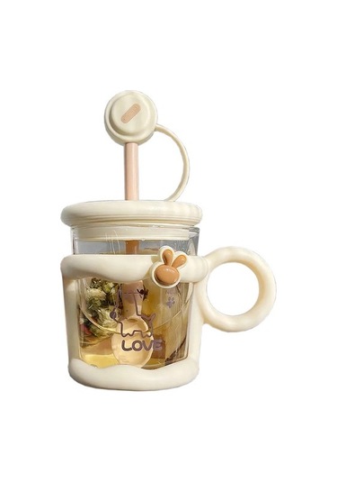 Rodrigo Berlin Ins Yaratıcı Su Bardağı Çay Filtresi Kızlar Basit Pipetli Bardak Mlk8v2 Beyaz