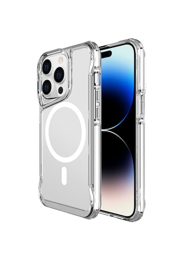 iPhone Uyumlu 14 Pro Max Kılıf Magsafe Özellikli Maximus Sararmaz Şeffaf Kapak