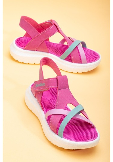 Şirinbebe Şiringenç Yüz Direkli Çapraz Bantlı Ortopedik Fuşya Kız Bebek Kız Çocuk Sandalet-3093-fuşya Fuşya