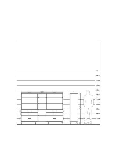 Hyperion Dolap 10 Raflı 6 Çekmeceli 220x44x163 Antrasit-antrasit Antrasit-antrasit