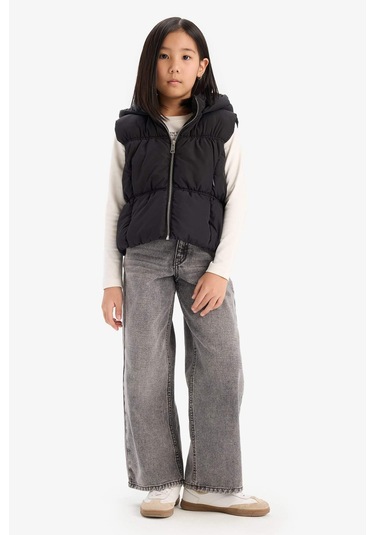 Defacto Kız Çocuk Su İtici Kapüşonlu Şişme Yelek C4971a825aubk27 Siyah