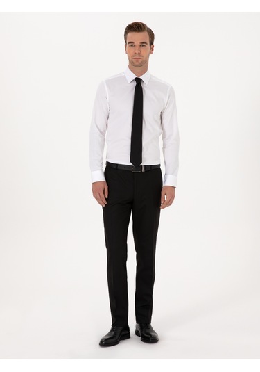 Cacharel Beyaz Slim Fit %100 Pamuk Klasik Gömlek