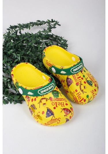 Kız Çocuk Renkli Kuş Temalı Terlik-5812-sarı Sarı