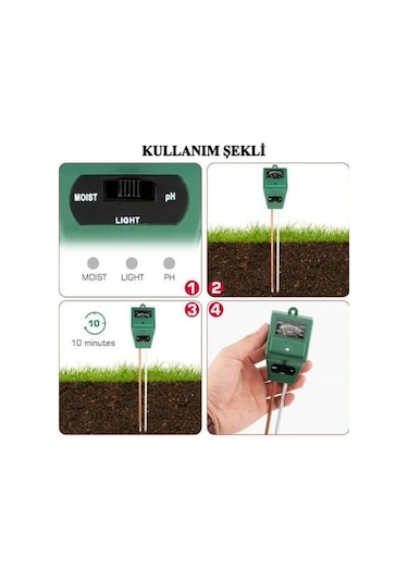 Toprak Nem Ölçer. Ph Metre Ve Işık Ölçer 3'Ü Birarada