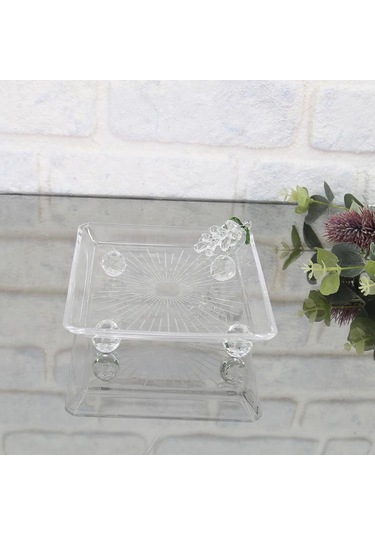 Selim Dekor Grape Kare Küçük Cam Sunumluk 15x15 Cm