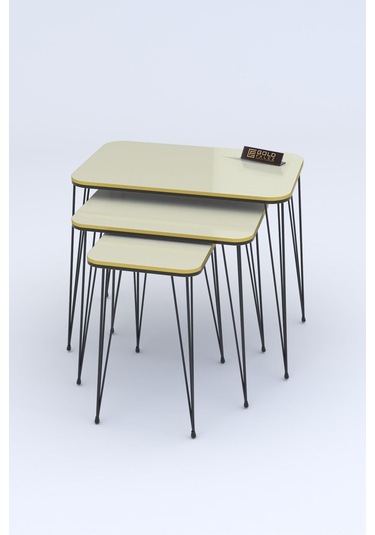 Zigon Sehpa Kr Çift Krem Tel Siyah Ayak Krem