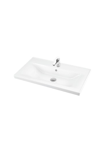 65 Cm Çiğdem Beyaz Mdf Seramik Lavabolu Asma Banyo Dolabı Takımı Beyaz