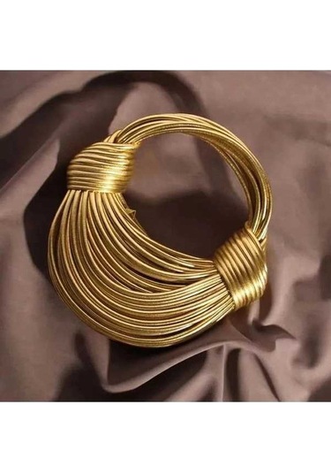 Dancemonkey Kadınlar İçin Altın Lüks El Dokuma Hobo Çanta, Gümüş Düğümle Şık Bej - Çok Renkli Bej - Çok Renkli