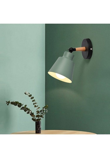 Teltree Nordik Tarzı Ahşap Duvar Lambası - Yatak Odası Ve Çocuk Odası İçin Şık Aydınlatma Gri