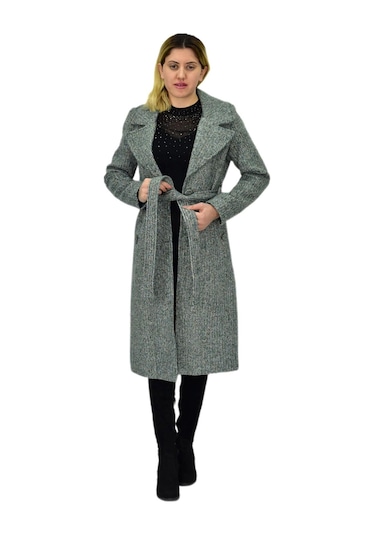 Kadın Pıtırcık Uzun Kaşe Kaban Bgl-st04121 Yeşil