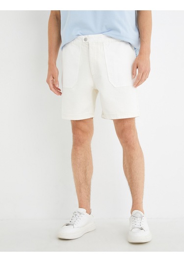 Koton Kot Şort Beli Lastikli Düğmeli Cep Detaylı Katlı Paça Kırık Beyaz 3sam40322nd 3SAM40322ND001 Ekru