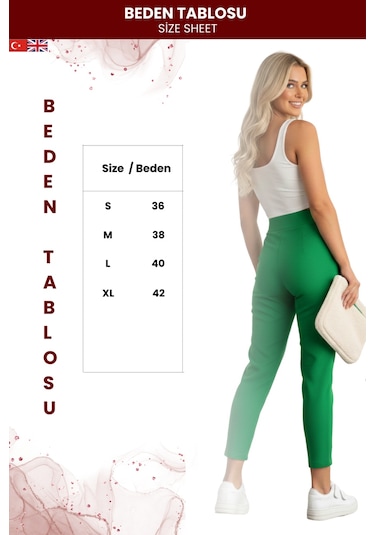 Zedefx Kadın Modern Tasarım Havuç Pantolon Yeşil