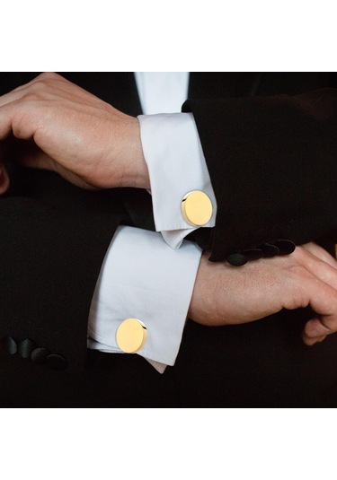 Suntek Erkek Kol Düğmeleri Yuvarlak Kol Düğmeleri Düğün Altın Gül
