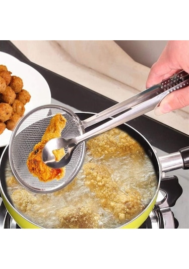 Süzgeçli Kevgirli Haşlama Kızartma Maşası Çok Renkli